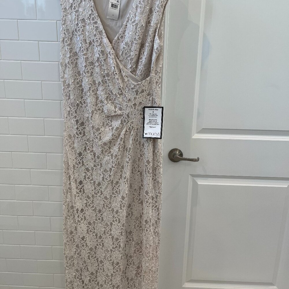 Cream Elegance Lace & Sequin Cocktail Dress